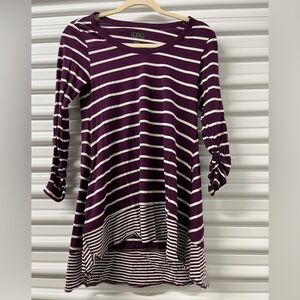 LOGO by Lori Goldstein Purple Striped Women's Top Size XXS